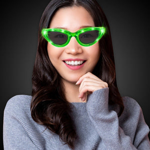 LED Flashing Light Up Sunglasses (Green Color, 1 Per Pack) - Glow-Paradise