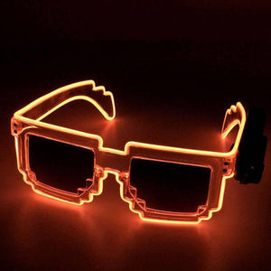 LED Light Up Pixel Meme Sunglasses (Orange Color, 1 Per Pack) - Glow-Paradise