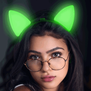 Light Up Cat Ears (Green Color, 1 Quantity Per Pack) - Glow-Paradise