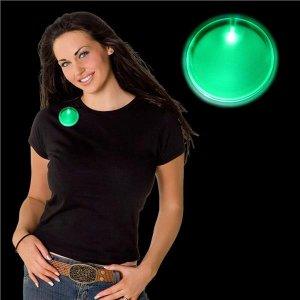 Light Up Round Badge Pin (Green Color, 1 Per Pack) - Glow-Paradise