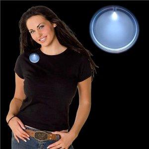 Light Up Round Badge Pin (White Color, 1 Per Pack) - Glow-Paradise