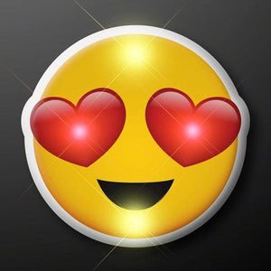 LED Heart Eyes Emoji Flashing Body Light Lapel Pins (1 Per Pack) - Glow-Paradise