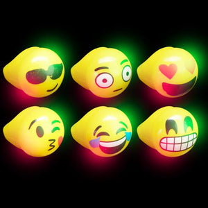 1 Inch Flashing Emoticon Rings (Assorted Colors, 24 Rings Per Pack) - Glow-Paradise
