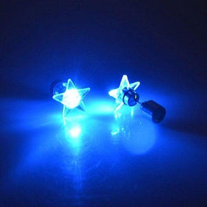 LED Light Up Star Stud Earrings (Blue Color, 1 Pair Per Pack) - Glow-Paradise