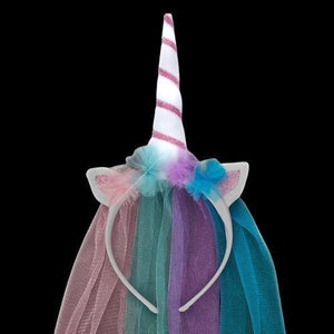 LED Light Up Princess Unicorn Ears with Veil Headband (1 Quantity Per Pack) - Glow-Paradise