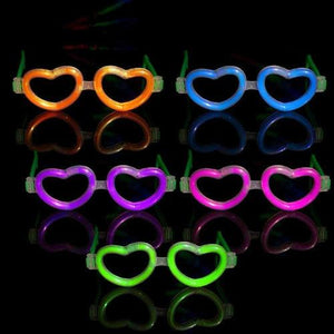 Glow Heart Shaped Glasses (Assorted Colors, 12 Eye Glassess Per Pack) - Glow-Paradise