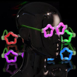 Glow Star Shaped Eye Glasses (Assorted Colors, 12 Eye Glassess Per Pack) - Glow-Paradise