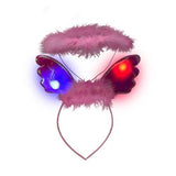 LED Pink Plush Angel Headband (1 Quantity Per Pack) - Glow-Paradise