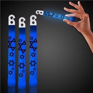 6 Inch Star of David Glow Sticks (Blue Color, 25 Count Per Pack) - Glow-Paradise