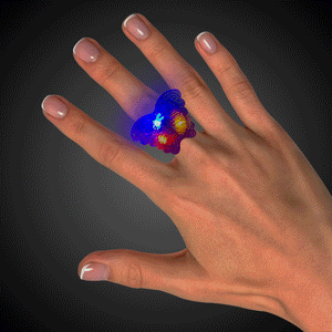 LED Jelly Butterfly Rings (Assorted Colors, 24 Rings Per Pack) - Glow-Paradise