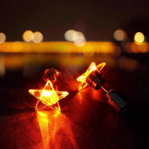 LED Light Up Star Stud Earrings (Orange Color, 1 Pair Per Pack) - Glow-Paradise