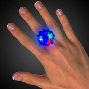 LED Flashing Jelly Bumpy Rings (Blue Color, 12 Rings Per Pack) - Glow-Paradise