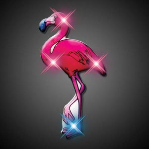 LED Flamingo Flashing Body Light Lapel Pins (1 Per Pack) - Glow-Paradise