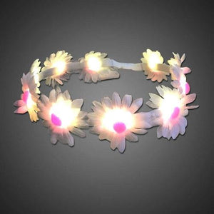 LED Light Up Flower Headband (White Color, 1 Quantity Per Pack) - Glow-Paradise