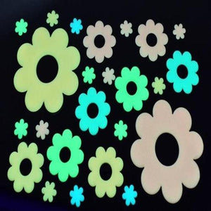 Glow in the Dark Multicolor Flowers Stickers (24 Stickers Per Pack) - Glow-Paradise
