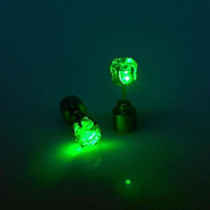 LED Light Up Diamond Shape Stud Earrings (Green Color, 1 Pair Per Pack) - Glow-Paradise