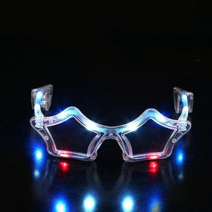 LED Light Up Star Sunglasses - Red White Blue (144 Quantity Per Pack) - Glow-Paradise
