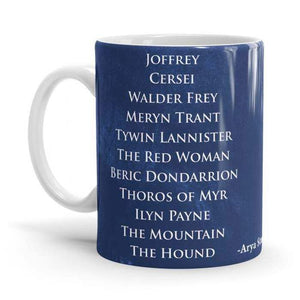 Arya's List - Game Of Thrones Ceramic Home Kitchen Drinking Coffee Milk Mug (350ml/11oz, Made in USA) - Glow-Paradise