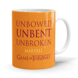House Martell: Unbowed Unbent Unbroken - Game Of Thrones Ceramic Home Kitchen Drinking Coffee Milk Mug (350ml/11oz, Made in USA) - Glow-Paradise