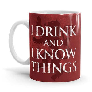 I Drink And I Know Things: Red - Game Of Thrones Official Mug - Glow-Paradise