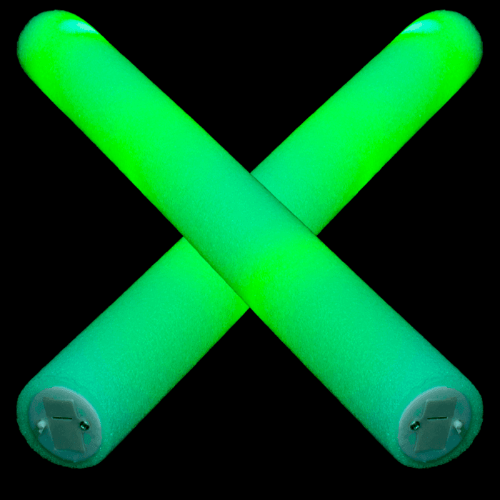 LED Light Up 18 Inch Multicolor Foam Stick Baton (Green Color, 6 Per Pack) - Glow-Paradise