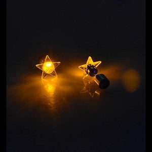 LED Light Up Star Stud Earrings (Yellow Color, 1 Pair Per Pack) - Glow-Paradise