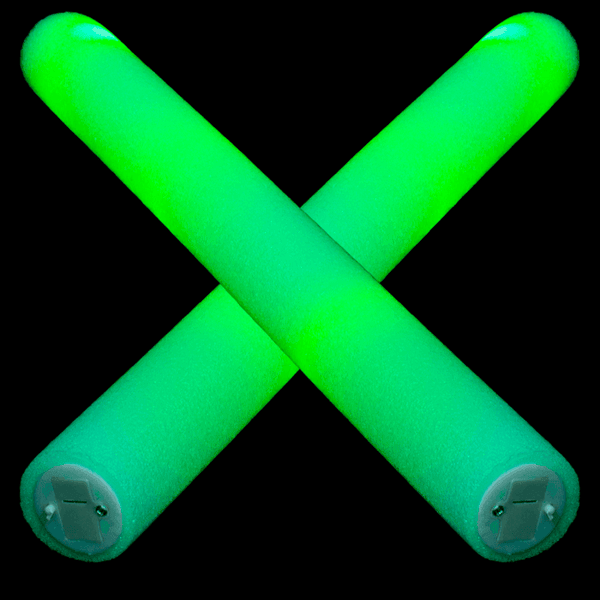 LED Light Up 18 Inch Multicolor Foam Stick Baton (Green Color, 12 Per Pack) - Glow-Paradise
