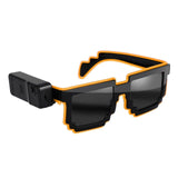LED Light Up Pixel Meme Sunglasses (Orange Color, 1 Per Pack) - Glow-Paradise