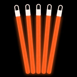 6 Inch Slim Glow Sticks With Lanyards (Orange Color, 12 Count Per Pack) - Glow-Paradise