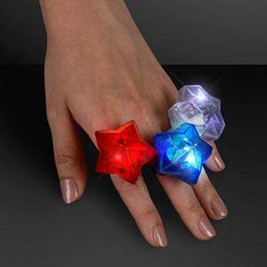 LED Star Gem Rings (Assorted Colors, 24 Rings Per Pack) - Glow-Paradise
