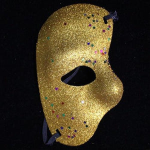 Half Face Glitter Mask (Gold Color, 2 Mask Per Pack) - Glow-Paradise