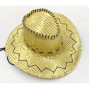 Stylish Sequin Cowboy Hat (Gold Color, 1 Quantity Per Pack) - Glow-Paradise