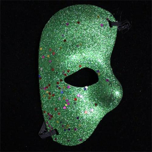 Half Face Glitter Mask (Green Color, 2 Mask Per Pack) - Glow-Paradise