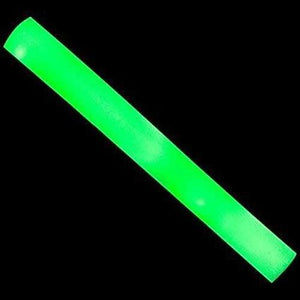 LED Light Up 16 Inch Multicolor Foam Stick Baton (Green Color, 6 Per Pack) - Glow-Paradise