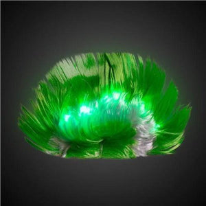 LED Green & White Mohawk Wig (1 Quantity Per Pack) - Glow-Paradise