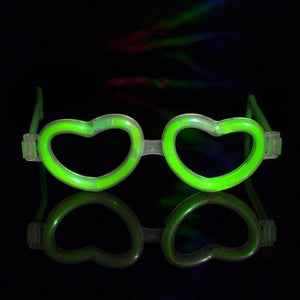 Glow Heart Shaped Glasses (Green Color, 12 Eye Glassess Per Pack) - Glow-Paradise