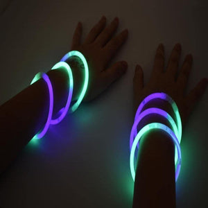 8 Inch Premium Glow Stick Bracelets - Bi Color - Green/Purple (100 Counts Per Pack) - Glow-Paradise