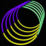 24 Inch Tri-Color Glow stick Necklaces (Green/Purple/Yellow, 50 Count Per Pack) - Glow-Paradise