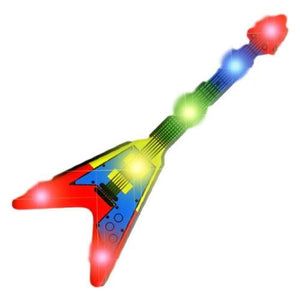 Flying V Guitar Flashing Body Light Lapel Pins (1 Per Pack) - Glow-Paradise