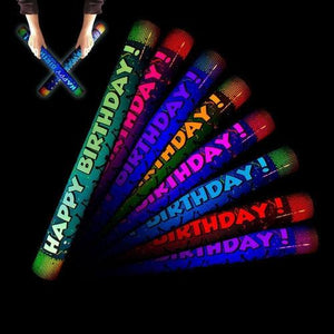 LED Light Up 16 Inch Happy Birthday Print Foam Stick (1 Per Pack) - Glow-Paradise