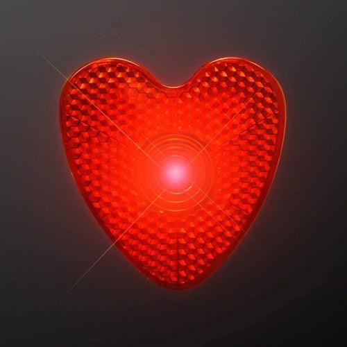 LED Blinking Red Heart Reflector Clip Running Body Light (1 Per Pack) - Glow-Paradise