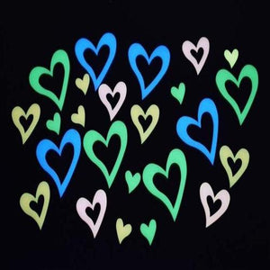 Glow in the Dark Multicolor Hearts (24 Stickers Per Pack) - Glow-Paradise