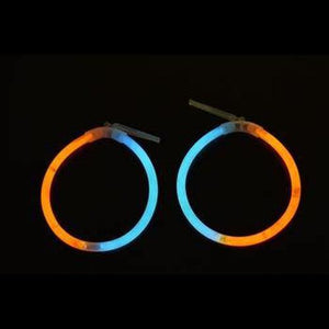 Glow In The Dark Hoop Earrings Bi-Color - Aqua Orange (50 Pairs Per Pack) - Glow-Paradise