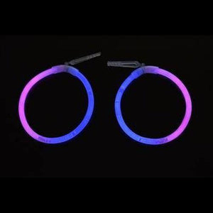 Glow In The Dark Hoop Earrings Bi-Color - Blue Pink (50 Pairs Per Pack) - Glow-Paradise