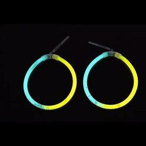 Glow In The Dark Hoop Earrings Bi-Color - Green Yellow (50 Pairs Per Pack) - Glow-Paradise