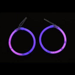 Glow In The Dark Hoop Earrings Bi-Color - Pink Purple (50 Pairs Per Pack) - Glow-Paradise