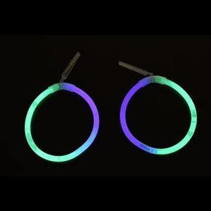 Glow In The Dark Hoop Earrings Bi-Color - Purple Green (50 Pairs Per Pack) - Glow-Paradise
