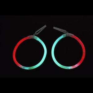 Glow In The Dark Hoop Earrings Bi-Color - Red Green (50 Pairs Per Pack) - Glow-Paradise