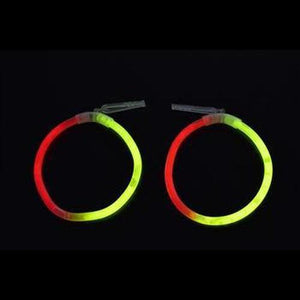 Glow In The Dark Hoop Earrings Bi-Color - Red Yellow (50 Pairs Per Pack) - Glow-Paradise
