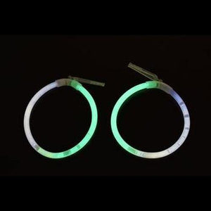 Glow In The Dark Hoop Earrings Bi-Color - White Green (50 Pairs Per Pack) - Glow-Paradise